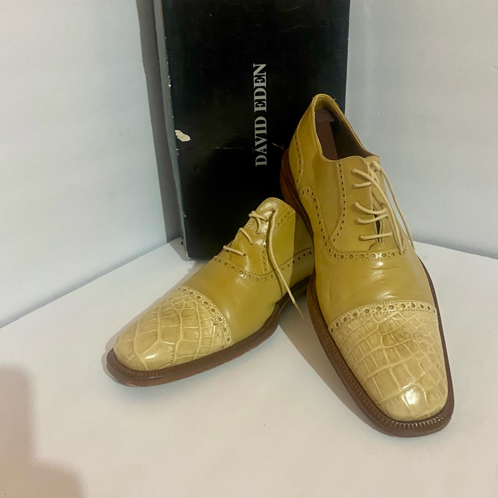 David Eden High Quality Men’s Genuine Leather & Crocodile Captoe Brogues